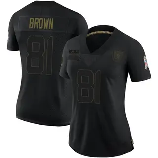Limited Women's Tim Brown Las Vegas Raiders Nike 2020 Salute To Service Jersey - Black